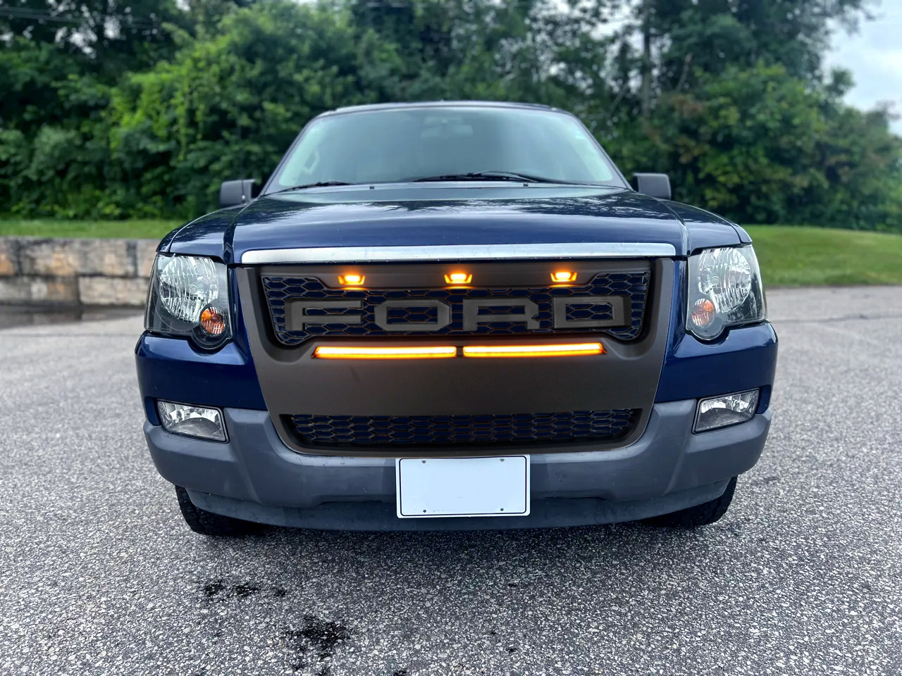 For 2006-2010 Ford Explorer Grill Matte Black Front Grille with LED Light & Letters