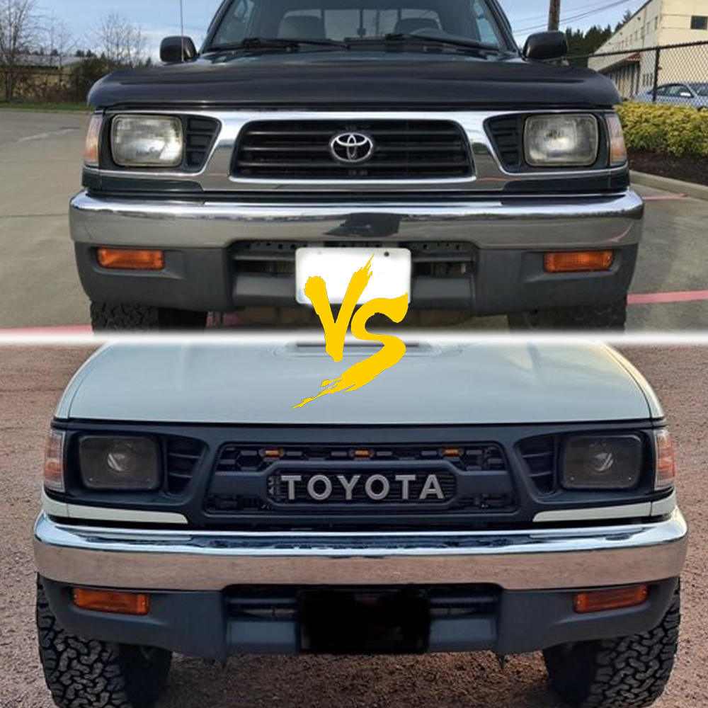 Front Grill For Toyota Tacoma 1995-1996 Grille With LED Light & Letter Matte Black