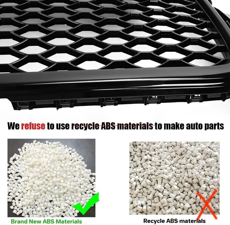 For 2007-2011 Audi A5 S5 8T Front Main Grille Gloss Black Honeycomb RS Style Grill with Emblem