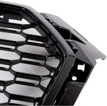 For 2016-2019 Audi A4 S4 B9 Honeycomb Grill Front Radiator Bumper Grille Gloss Black