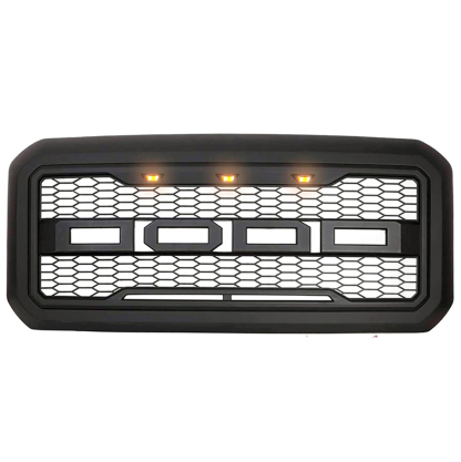 Front Bumper Grille for 2005-2007 F250 F350 F450 F550 Super Duty Raptor Style Grill With LED Light