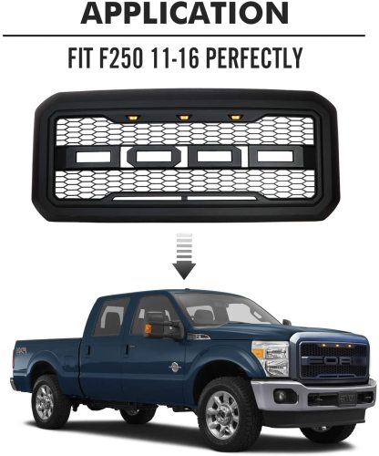 Front Bumper Grille for Ford 2005-2007 F250 Super Duty Raptor Style Grill With LED Light