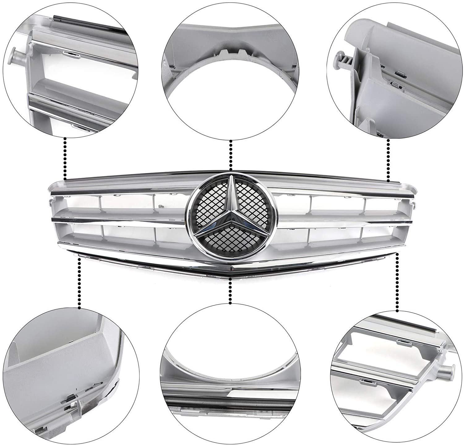 For 2008-2014 Mercedes Benz C-Class W204 C250 C300 C350 Grille Front Grill W/ Star Emblem