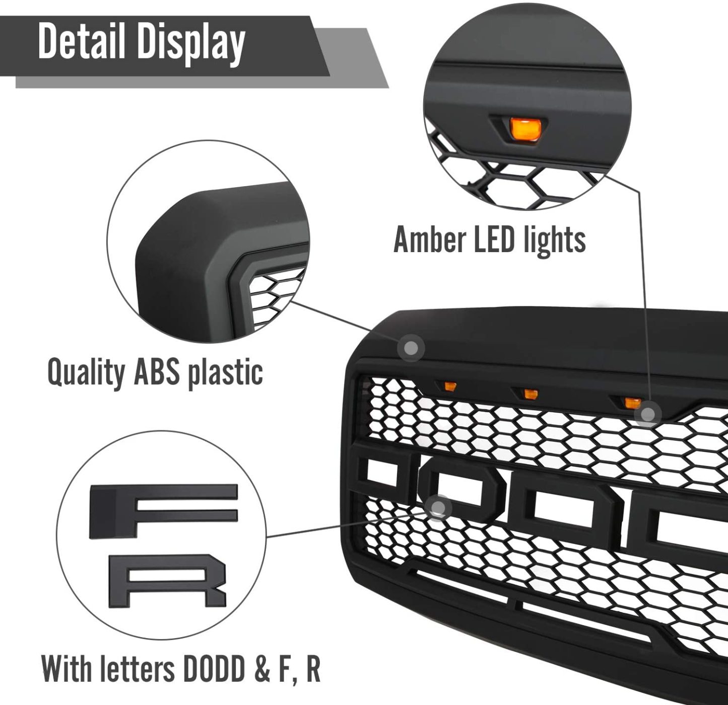 Front Bumper Grille for Ford 2005-2007 F250 Super Duty Raptor Style Grill With LED Light