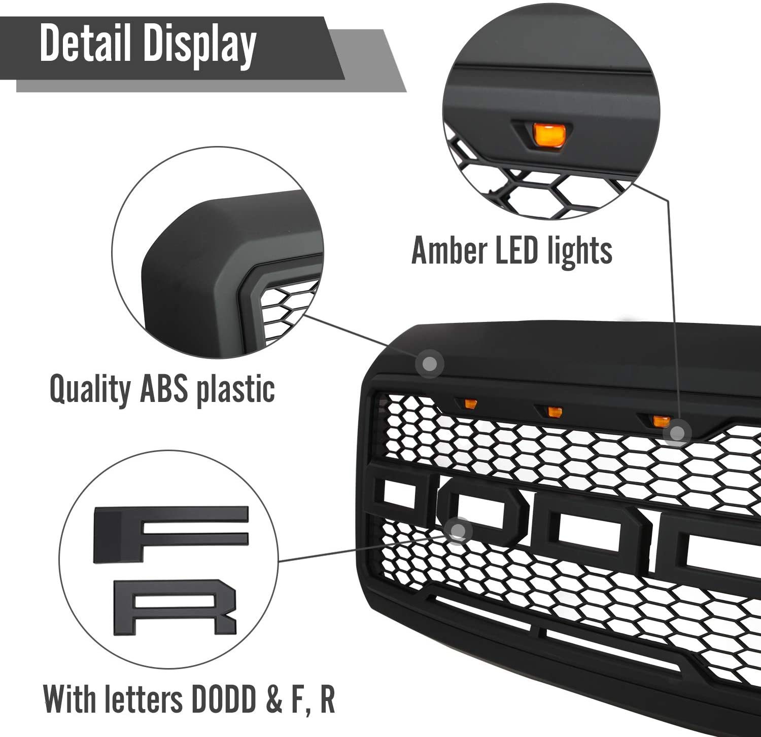 Front Bumper Grille for Ford 2005-2007 F250 Super Duty Raptor Style Grill With LED Light