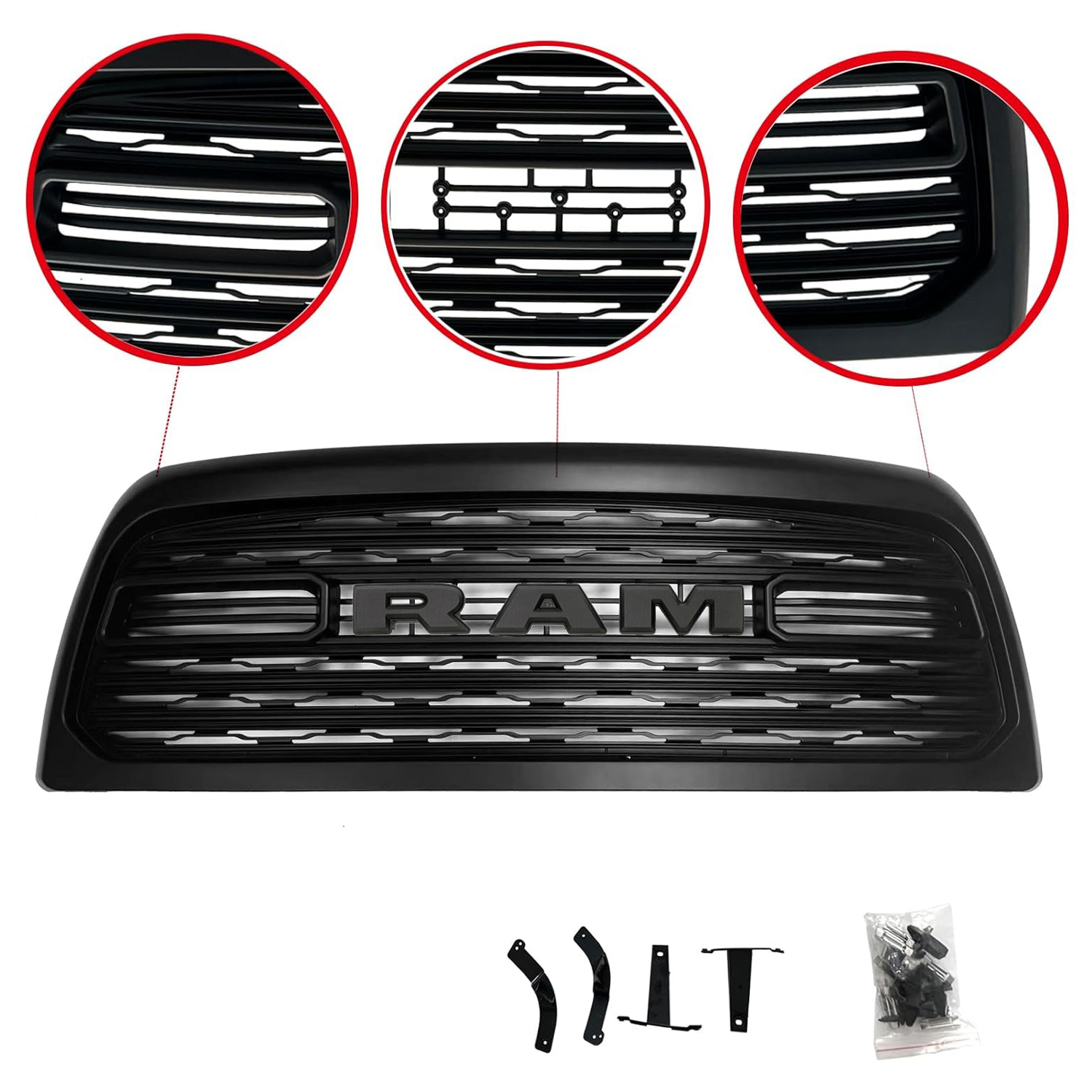 Matte Balck Front Grill For 2013-2018 Dodge Ram 2500 3500 Grille LTD Style Mesh with Letter 