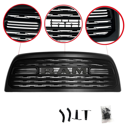 Matte Balck Front Grill For 2013-2018 Dodge Ram 2500 3500 Grille LTD Style Mesh with Letter 