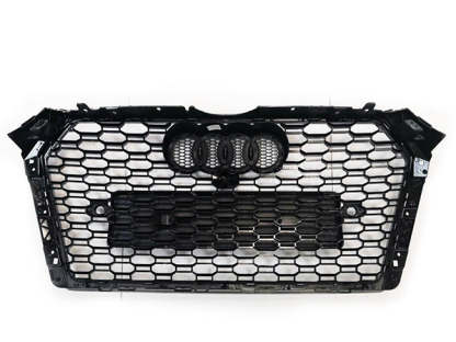 For 2016-2019 Audi A4 S4 B9 Honeycomb Grill Front Radiator Bumper Grille Gloss Black