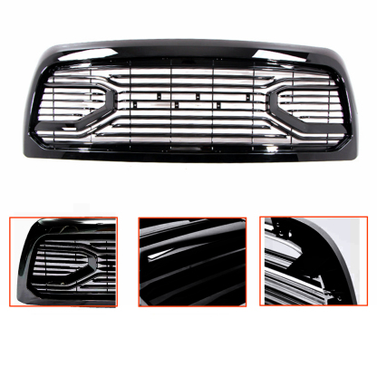 For 2013-2018 Dodge Ram 2500 3500 Grill Big Horn style Front Grille Gloss Black + Chrome Letter