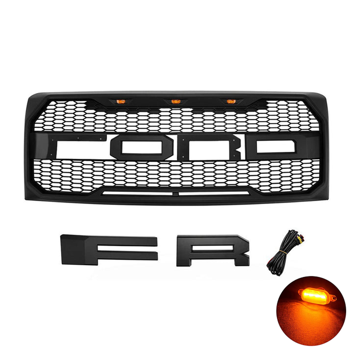 Raptor Style Front Grill Matte Black Grille for 2009-2014 F150 F-150 