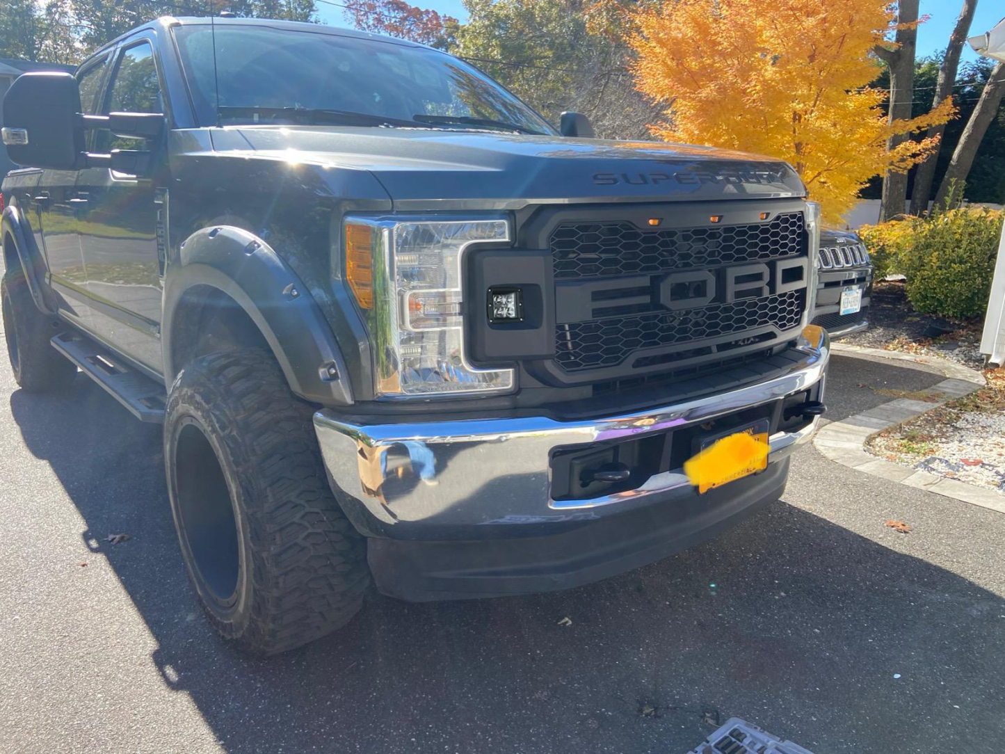 For 2017-2019 Ford F250 F350 F450 F550 Super Duty Grill Raptor Style Front Grille With Light Matte Black