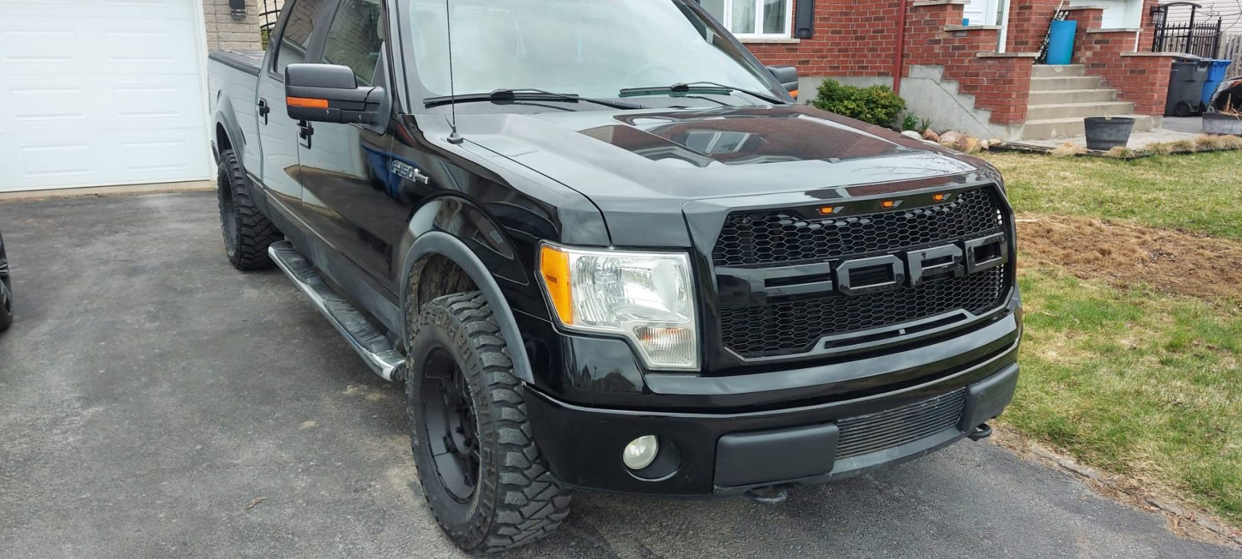 Raptor Style Front Grill Hood Grille For Ford F150 F-150 2009-2014 Glossy Black