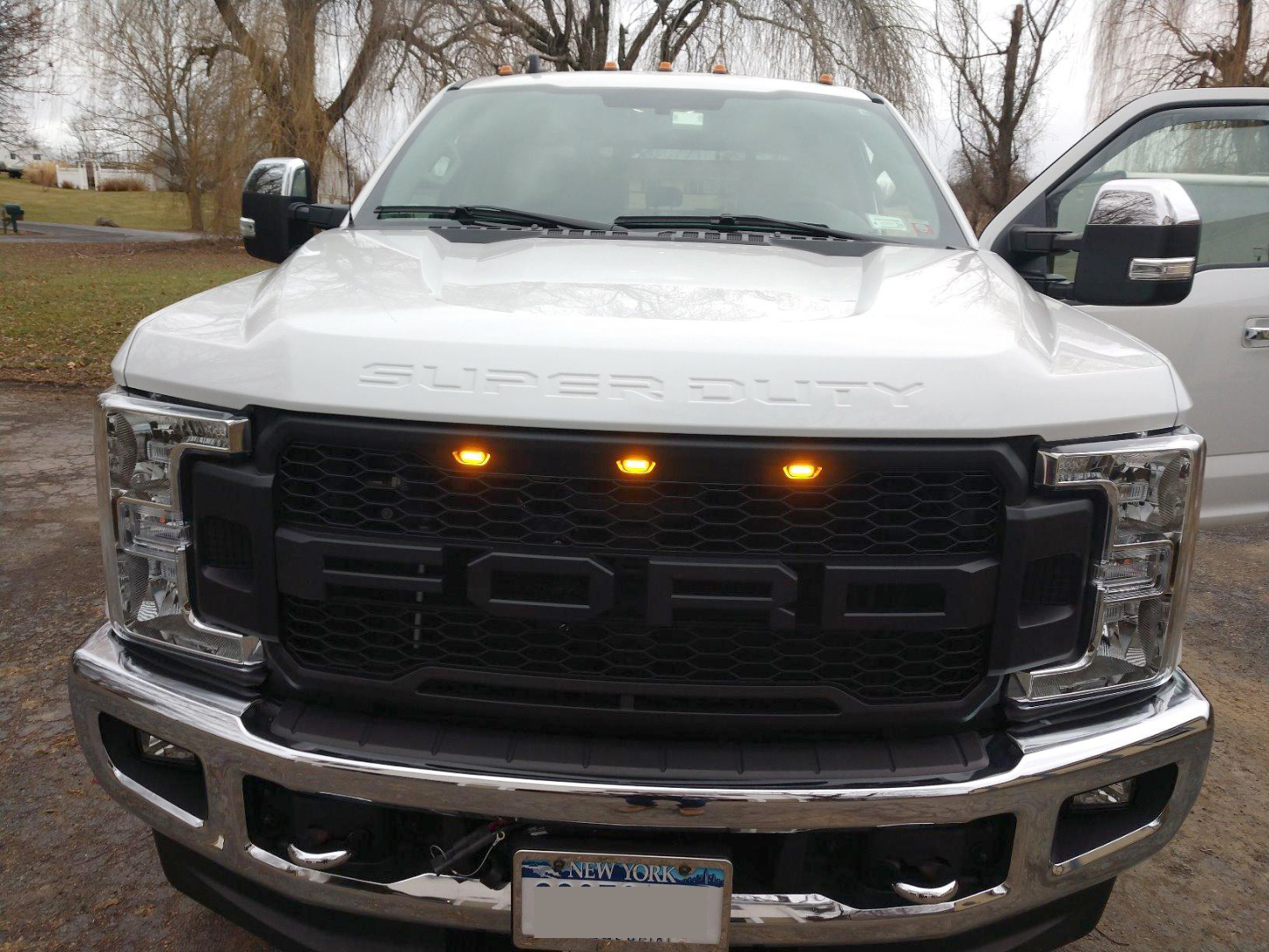 For 2017-2019 Ford F250 F350 F450 F550 Super Duty Grill Raptor Style Front Grille With Light Matte Black