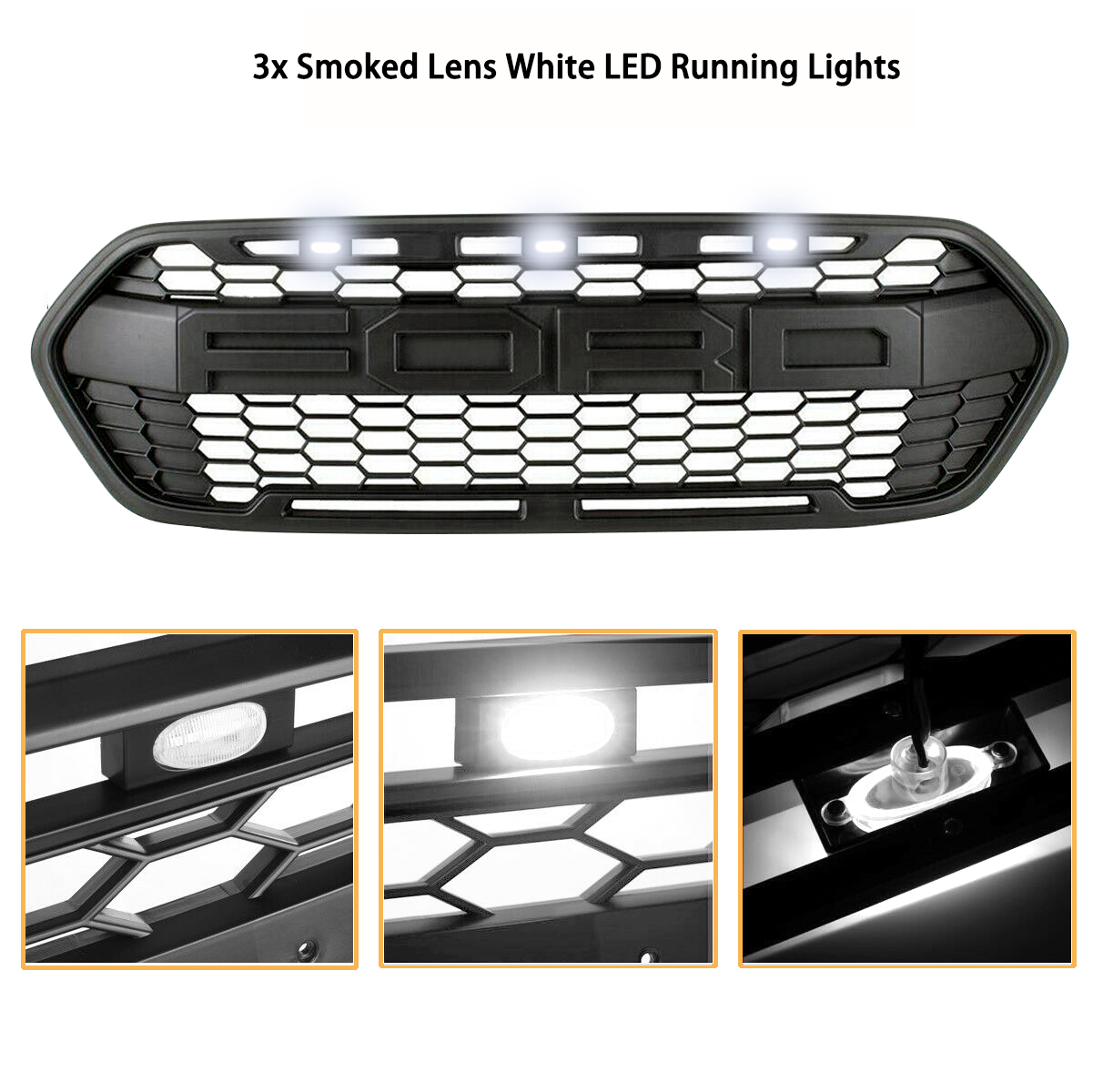 Front Grille For Transit Custom 2018-2023 Trail Raptor Style Front Grill With White LED Light