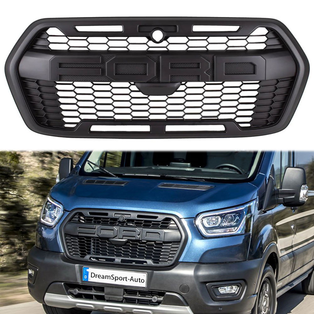 For 2019-2024 Ford Transit MK8 Trail Raptor Style Front Grille Replacement Matte Black Grill
