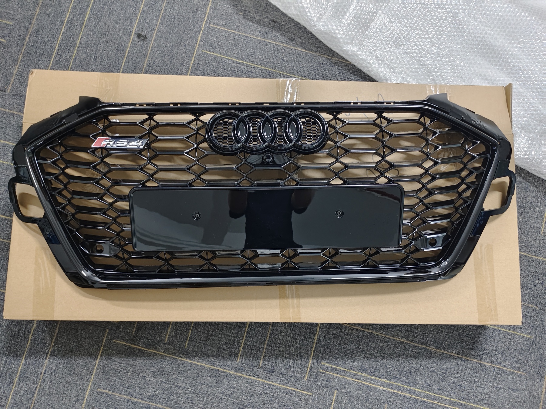 For 2020-2022 Audi A4 S4 B9.5 RS4 Style Front Grille Honeycomb Grill Gloss Black