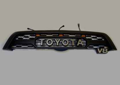 For 2005-2007 Toyota Sequoia Grill Matte Balck Front Grille Mesh with LED Light & Letters