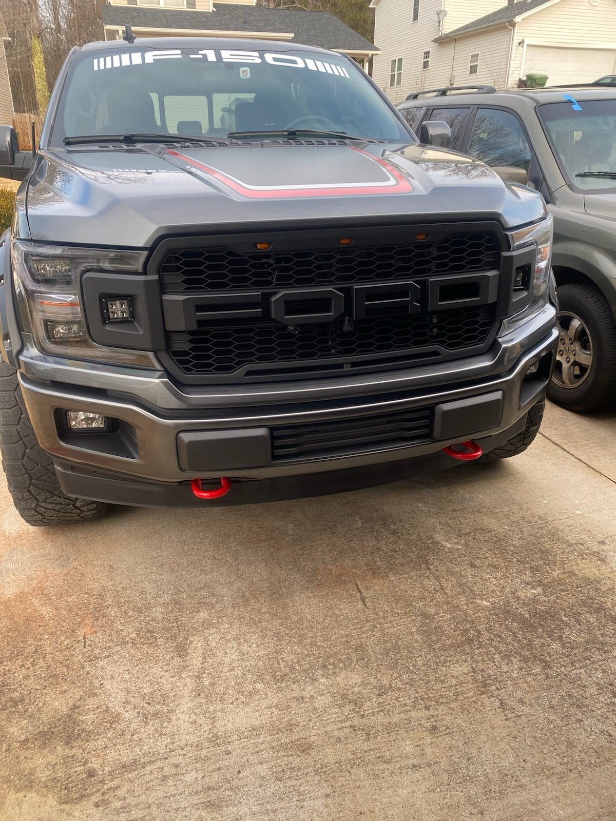 For 2018-2020 Ford F150 Grill Raptor Style Front Grille Mesh Black With Letters & LED Lights