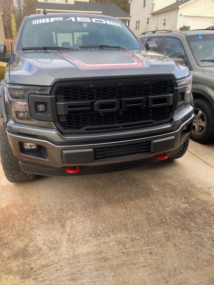 For 2018-2020 Ford F150 Grill Raptor Style Front Grille Mesh Black With Letters & LED Lights