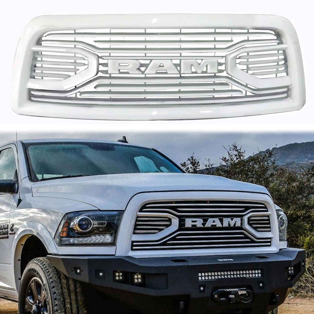 Bright White Front Grill For 2013-2018 Dodge Ram 2500 3500 Grille Big Horn Style Mesh with Letter