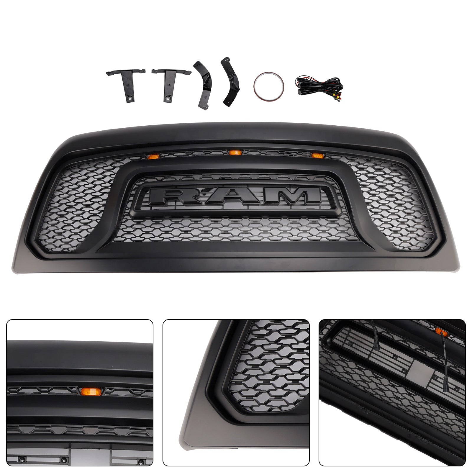 For 2013-2018 Dodge Ram 2500 3500 Grill Rebel Style Replacement Front Grille Matte Black
