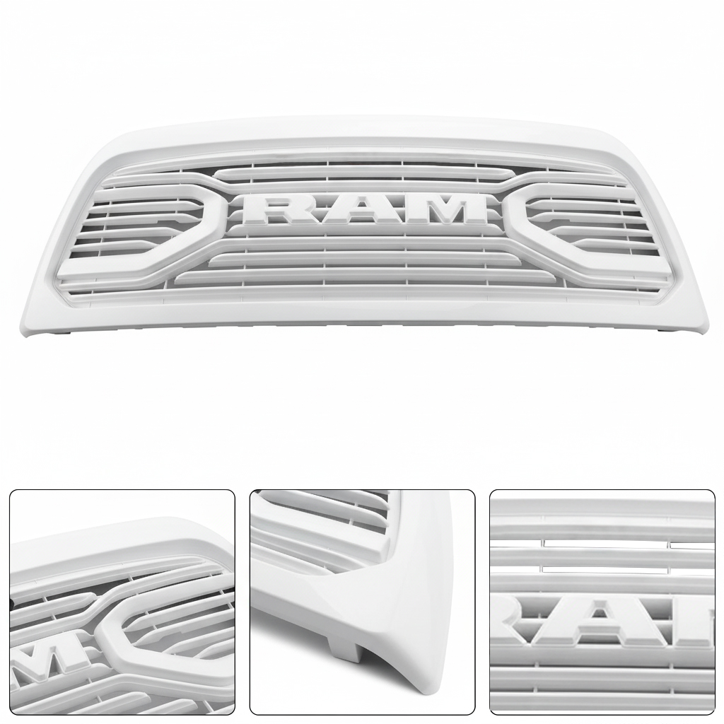 Bright White Front Grill For 2013-2018 Dodge Ram 2500 3500 Grille Big Horn Style Mesh with Letter
