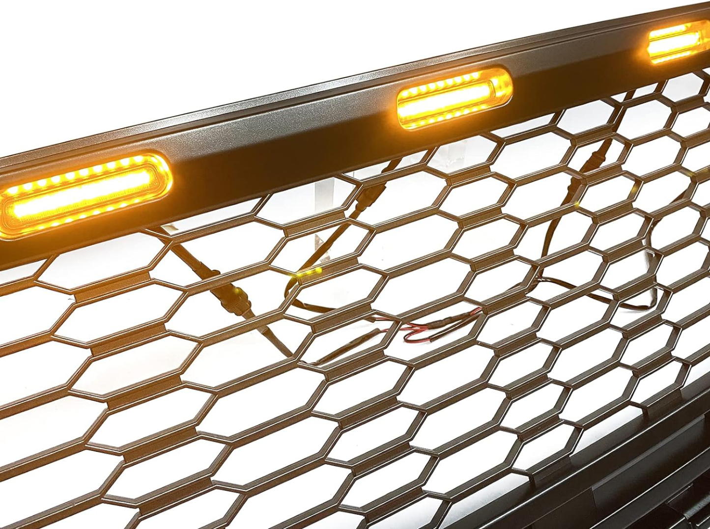 For Ford F150 2021-2023 Front Grill Matte Black Raptor Style Grille With LED Lights & Letter