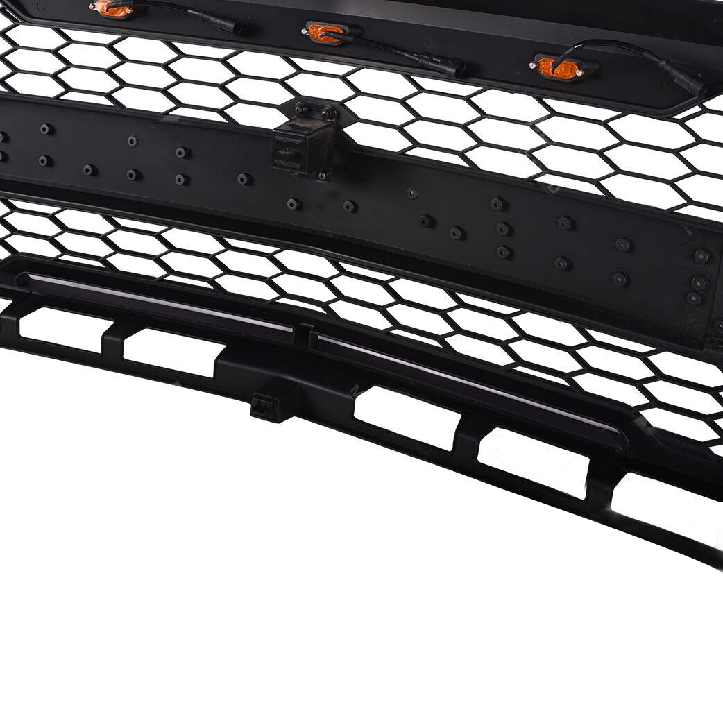 For 2019 2020 Chevrolet Silverado 1500 Front Grille Grill With 3+2 LED Light Matte Black