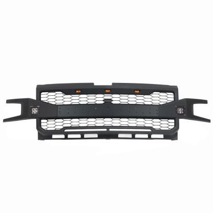 For 2019 2020 Chevrolet Silverado 1500 Front Grille Grill With 3+2 LED Light Matte Black