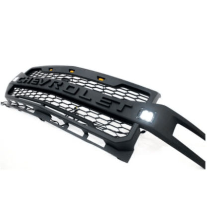 For 2019 2020 Chevrolet Silverado 1500 Front Grille Grill With 3+2 LED Light Matte Black