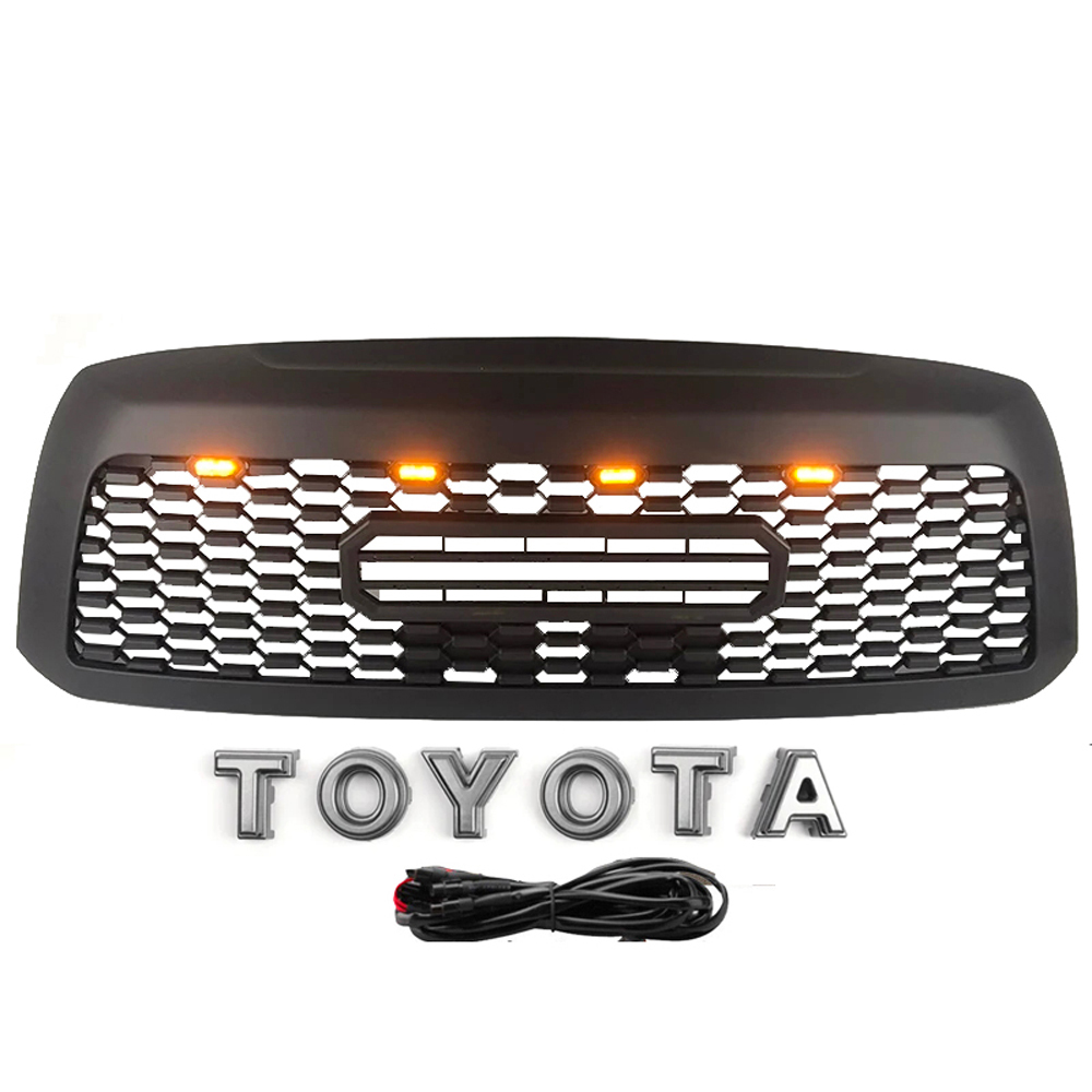 For 2010-2018 Toyota Sequoia Grille Matte Black Front Grill With LED Lights