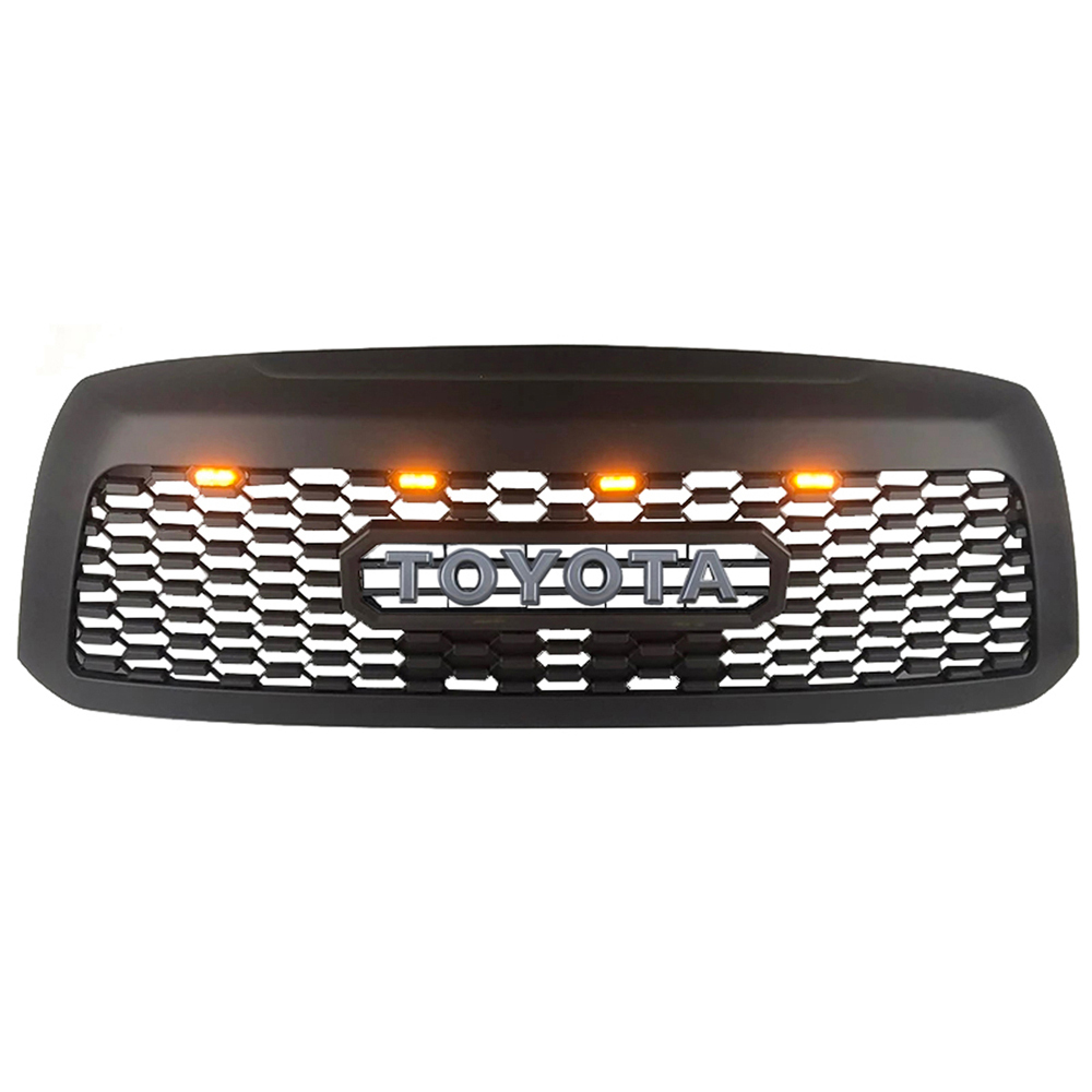For 2010-2018 Toyota Sequoia Grille Matte Black Front Grill With LED Lights