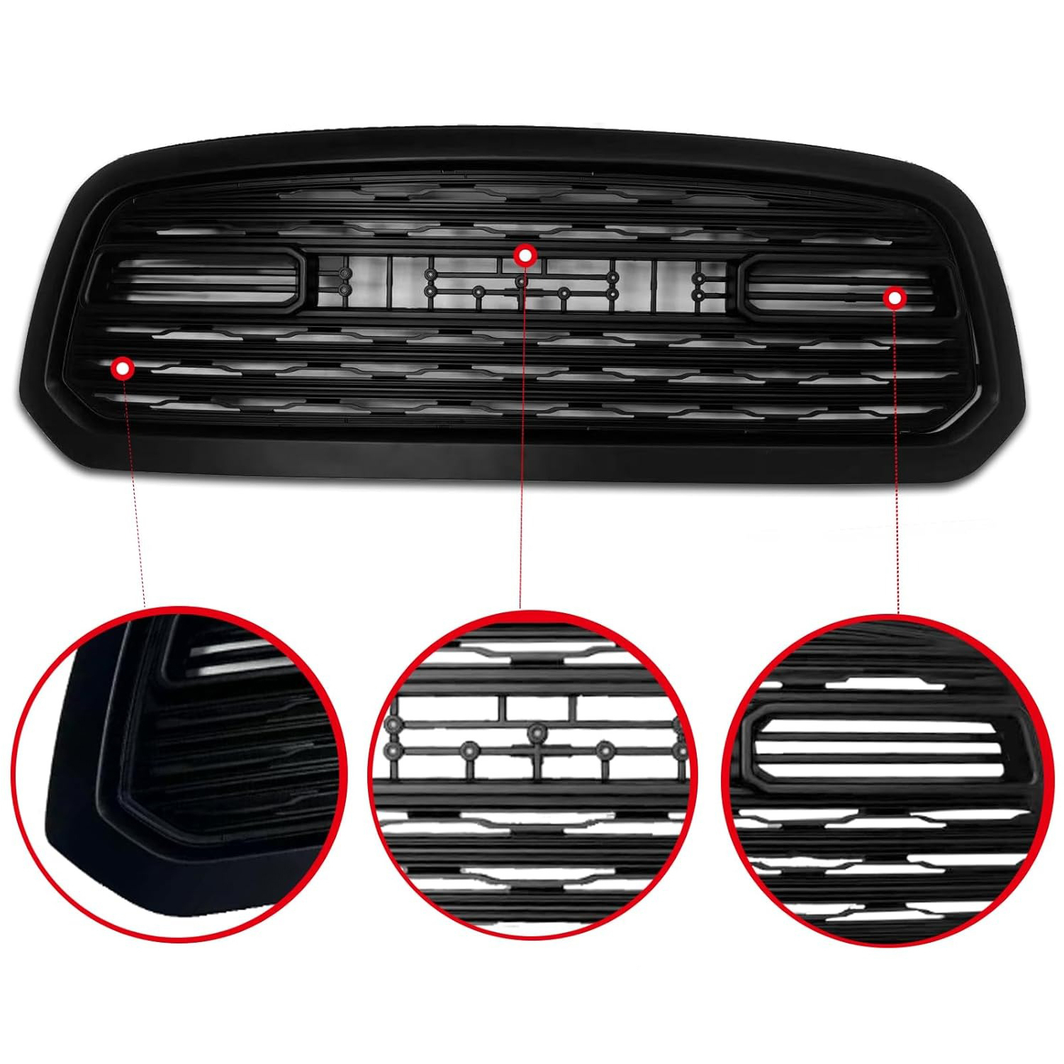 For 2013-2018 Dodge Ram 1500 Grill Limited Style Front Grille with Letter Matte Black