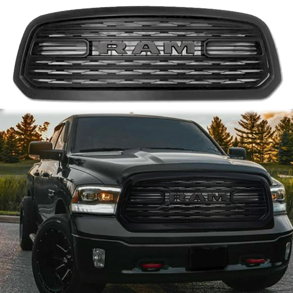 For 2013-2018 Dodge Ram 1500 Grill Limited Style Front Grille with Letter Matte Black