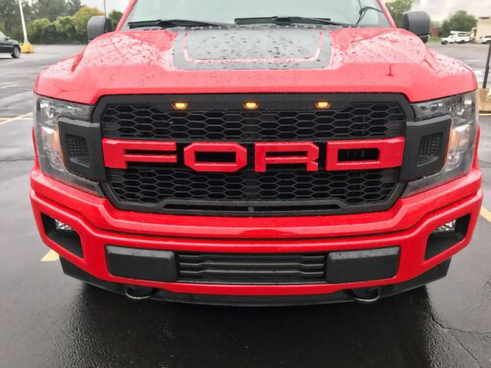 For 2018-2020 Ford F150 Grill Raptor Style Front Grille Mesh Black With Letters & LED Lights