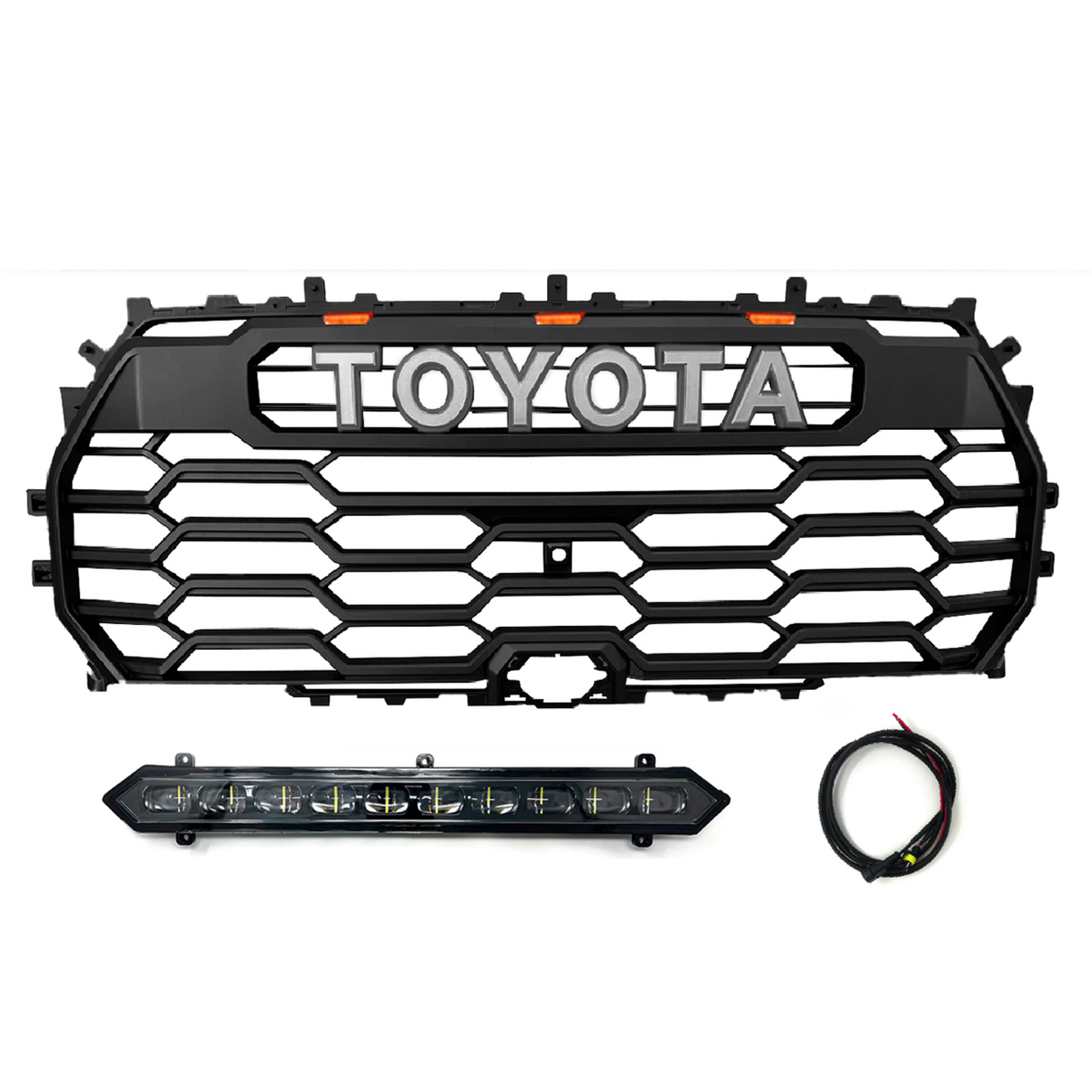 For 2022 2023 Toyota Tundra Trd Pro Grill Front Grille With LED Light & Letter Matte Black