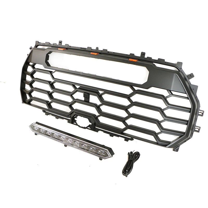 For 2022 2023 Toyota Tundra Trd Pro Grill Front Grille With LED Light & Letter Matte Black