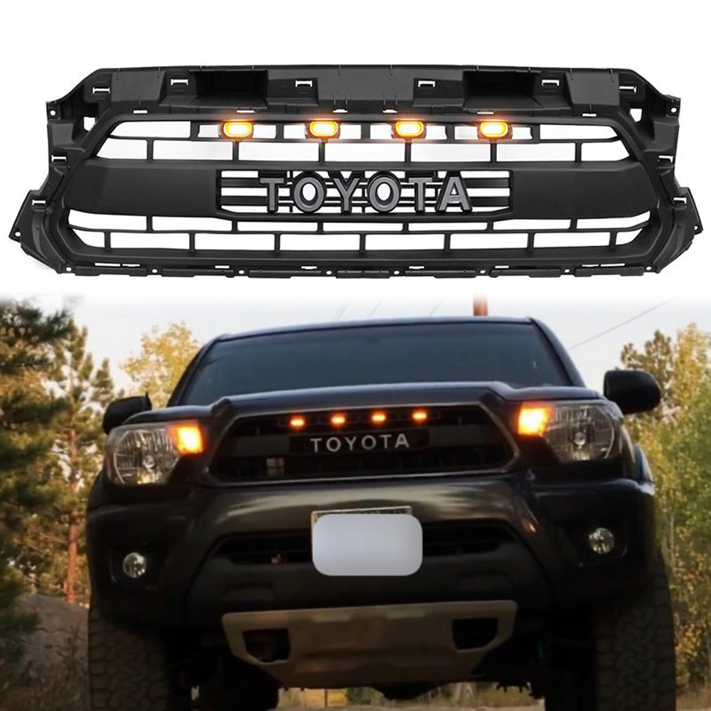 For 2012-2015 Toyota Tacoma TRD Pro Grill Front Grille Mesh with LED Light & Letters