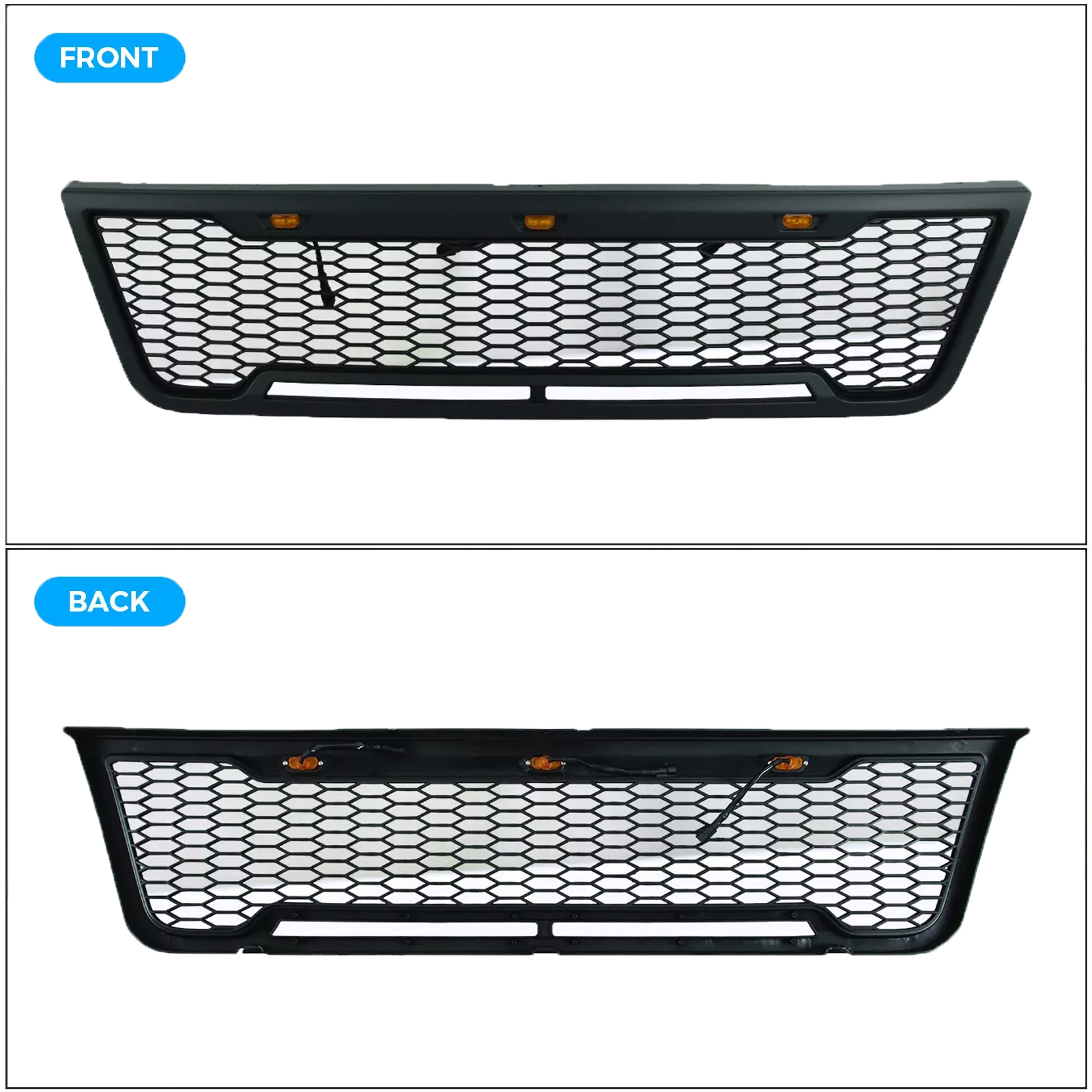 For 2003-2007 Ford E150 E250 E350 Grill Front Bumper Grille With LED Lights