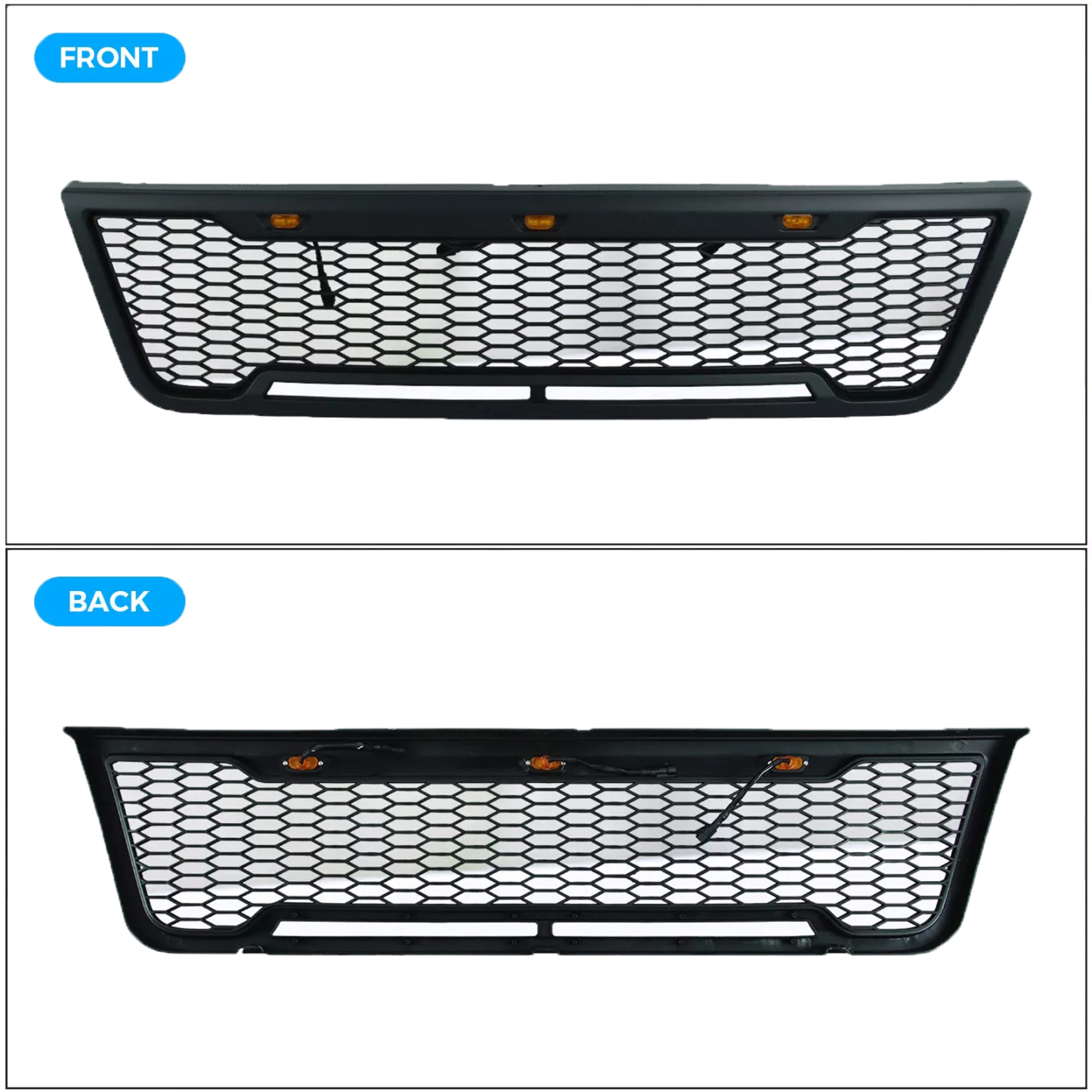 For 2003-2007 Ford E150 E250 E350 Grill Front Bumper Grille With LED Lights