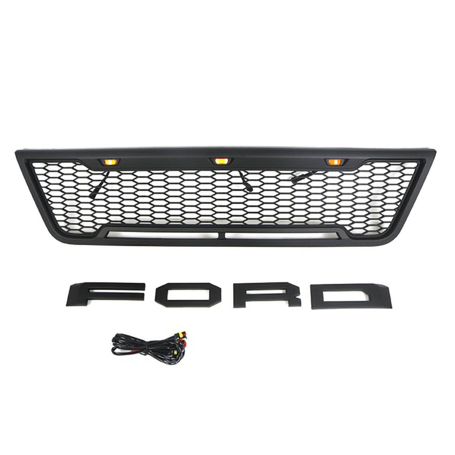 For 2003-2007 Ford E150 E250 E350 Grill Front Bumper Grille With LED Lights