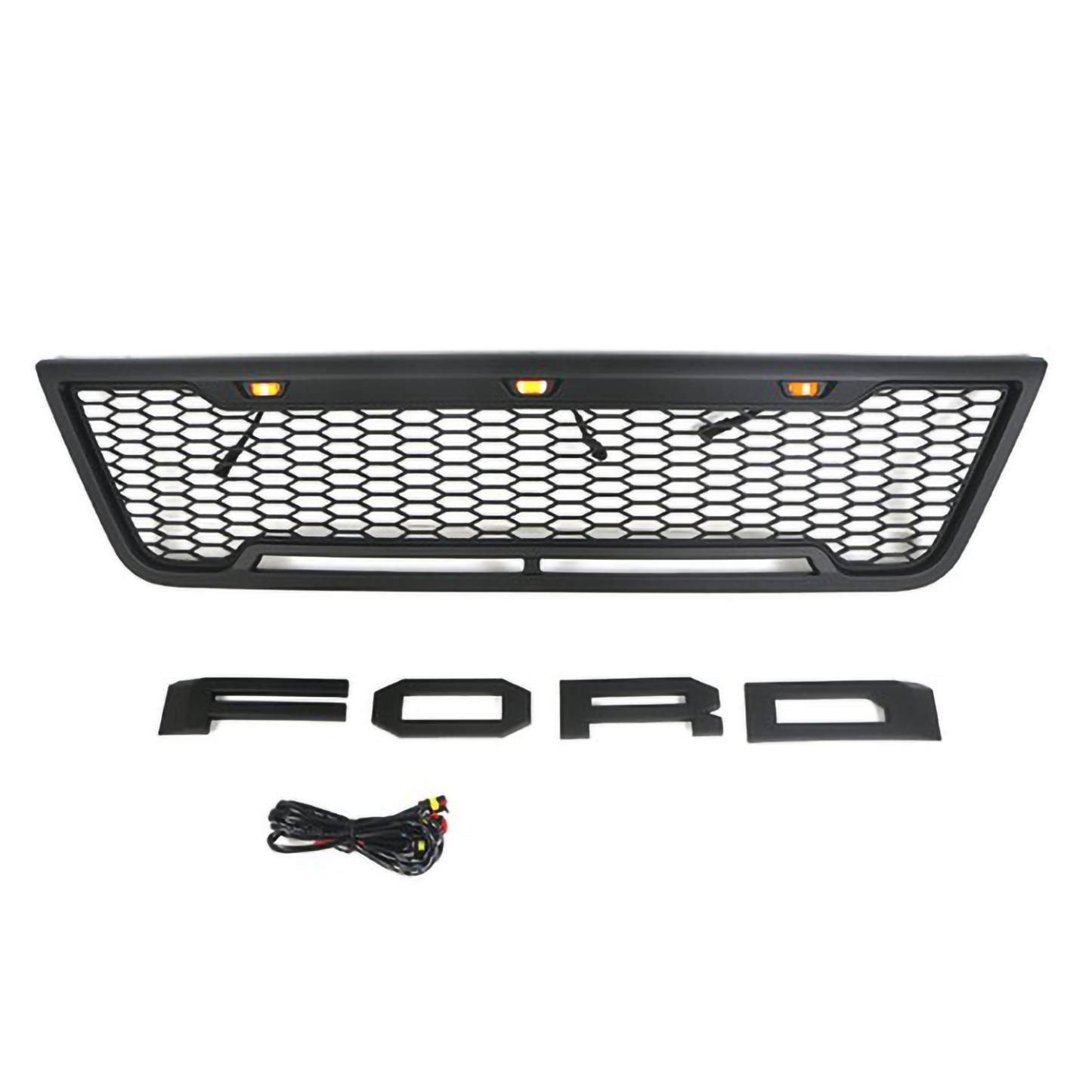 For 2003-2007 Ford E150 E250 E350 Grill Front Bumper Grille With LED Lights