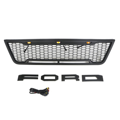 For 2003-2007 Ford E150 E250 E350 Grill Front Bumper Grille With LED Lights