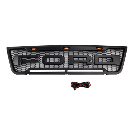 For 2003-2007 Ford E150 E250 E350 Grill Front Bumper Grille With LED Lights