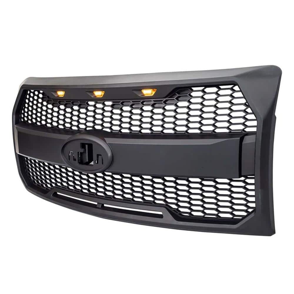 For Ford F150 2009-2014 Grill Raptor Style Front Grille Matte Black  Mesh With Emblem Hole & Turn Light