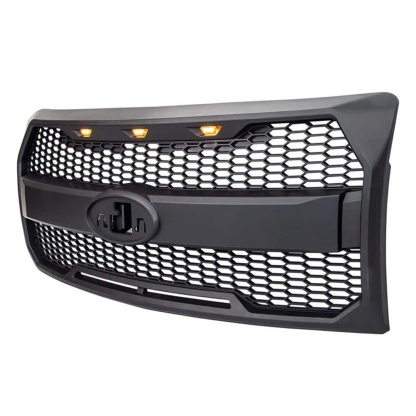 For Ford F150 2009-2014 Grill Raptor Style Front Grille Matte Black  Mesh With Emblem Hole & Turn Light