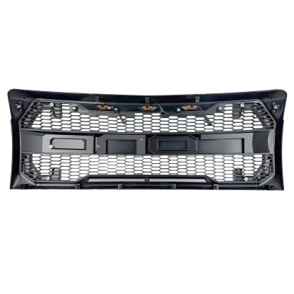 For Ford F150 2009-2014 Grill Raptor Style Front Grille Matte Black  Mesh With Emblem Hole & Turn Light