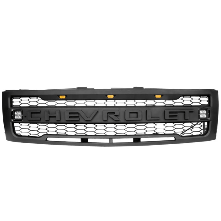 For 2007-2013 Chevrolet Silverado 1500 Front Grille Grill Mesh With 3+2 LED Light