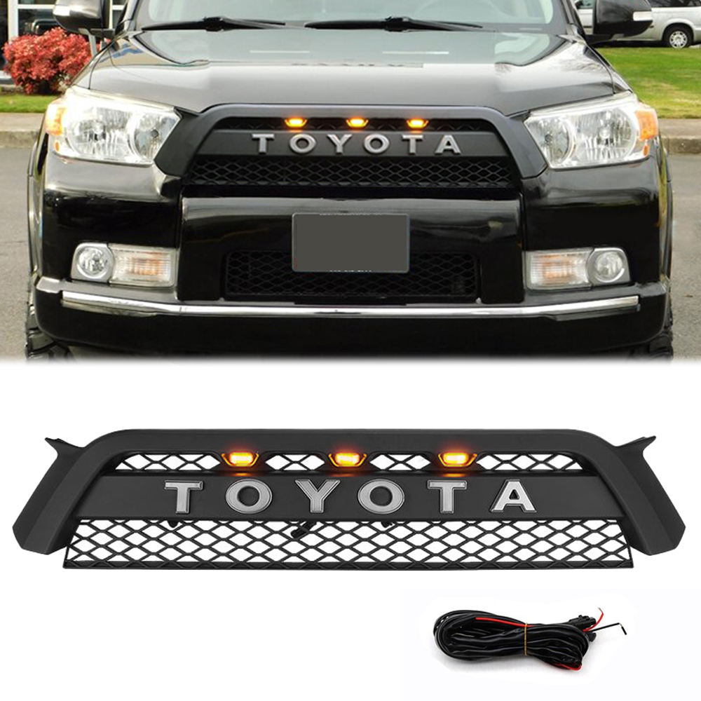 Black Friday Sale Front Grille For 2010-2013 Toyota 4Runner Trd Pro Style Grill Matte Black Mesh W/ LED Light & Letters