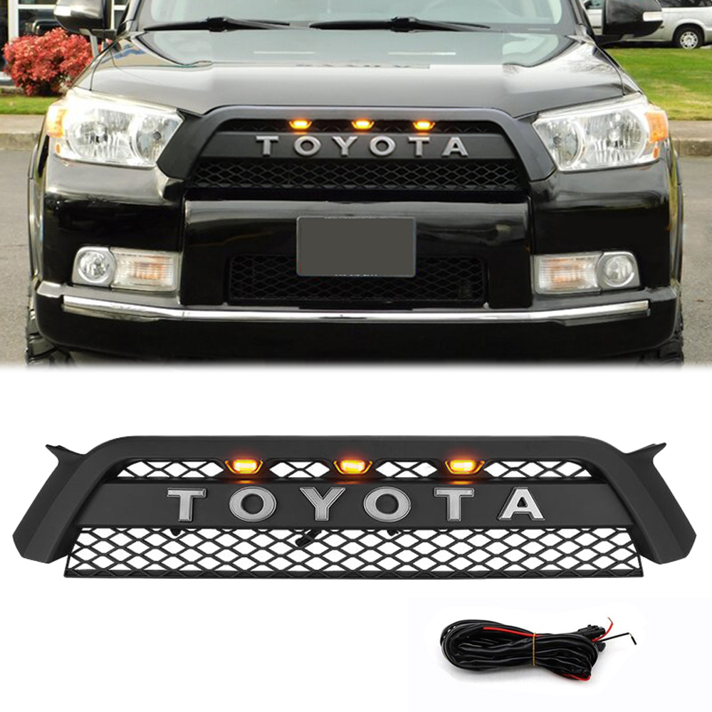 Black Friday Sale Front Grille For 2010-2013 Toyota 4Runner Trd Pro Style Grill Matte Black Mesh W/ LED Light & Letters